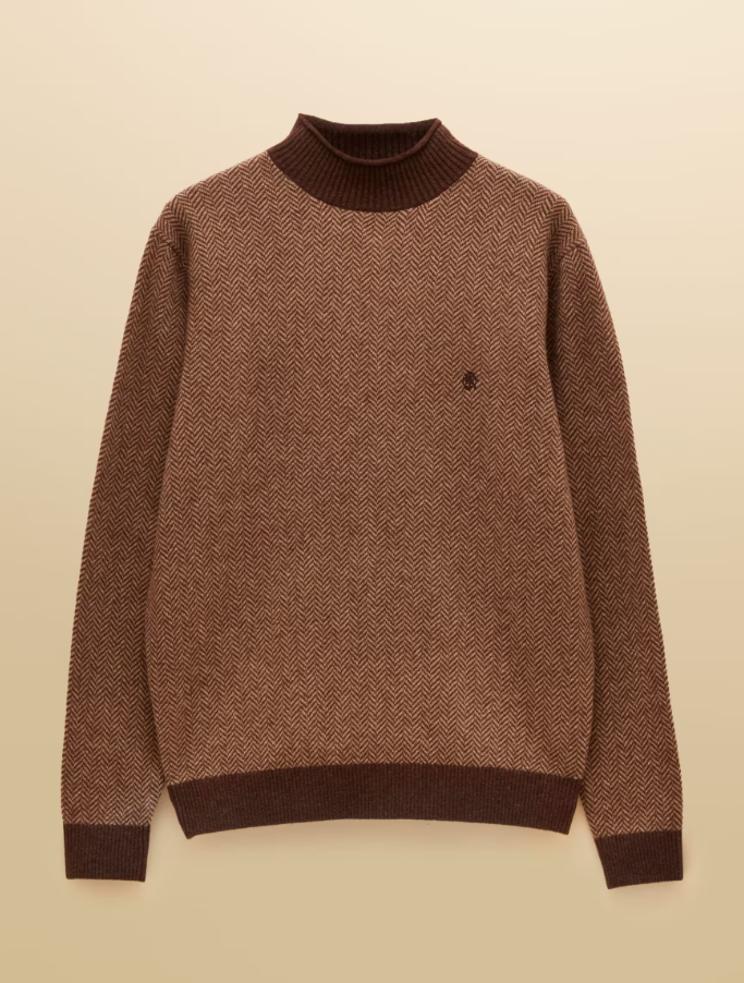 Joules Highland Roll Neck Jumper Brown