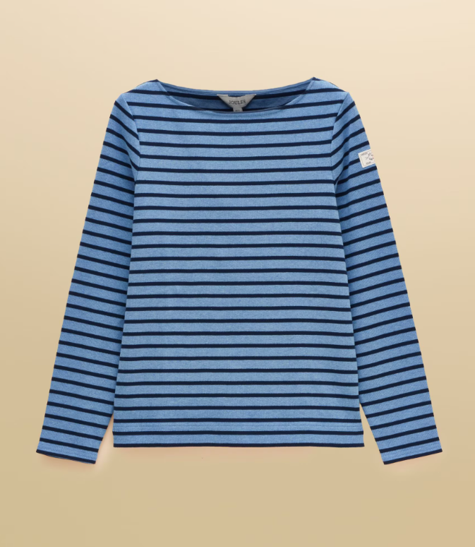 Joules Harbour Stripe Breton Top Blue Marl