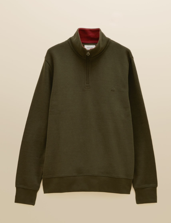 Joules Alistair French Ribbed 1/4 Zip Sweatshirt Green