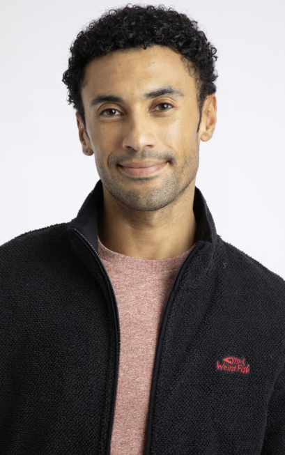 Weird Fish Merrill Full Zip Textured Fleece Black