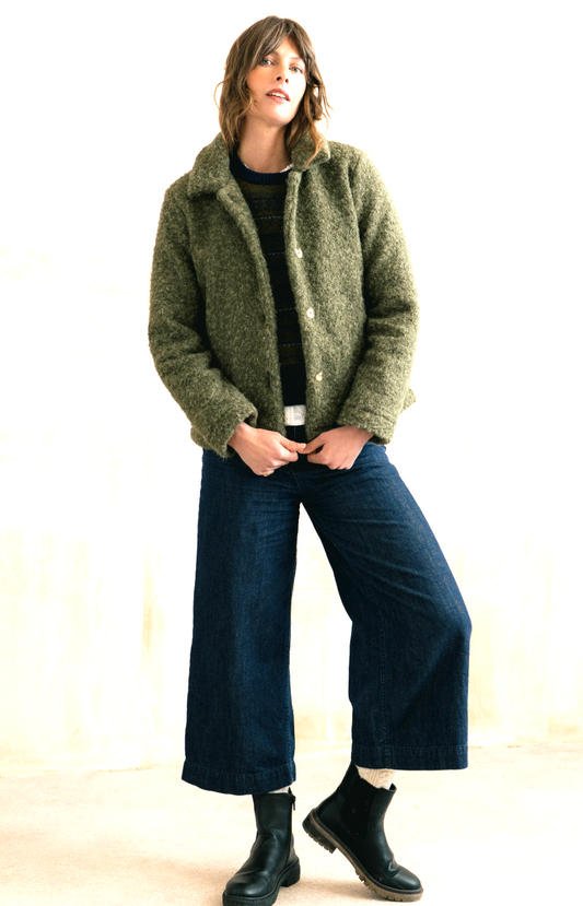 Lily & Me Sycamore Jacket Plain Boucle Olive
