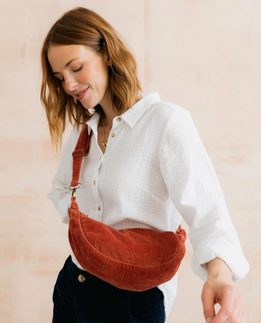 Lily & Me Jumbo Cord Cross Body Bag Terracotta
