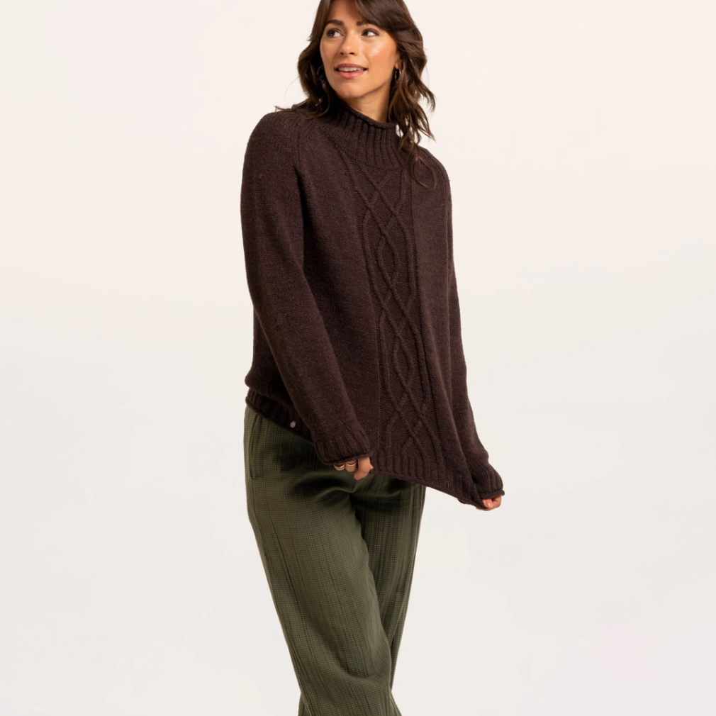 Brakeburn Agnes Stitch Knitted Roll Neck Jumper Brown