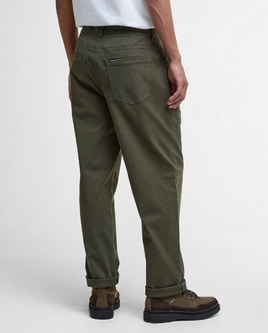 Barbour Washed Stretch Twill Regular Fit Trouser Forest
