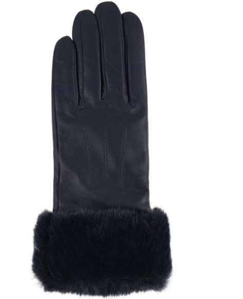 Barbour Fur Trimmed Gloves Navy