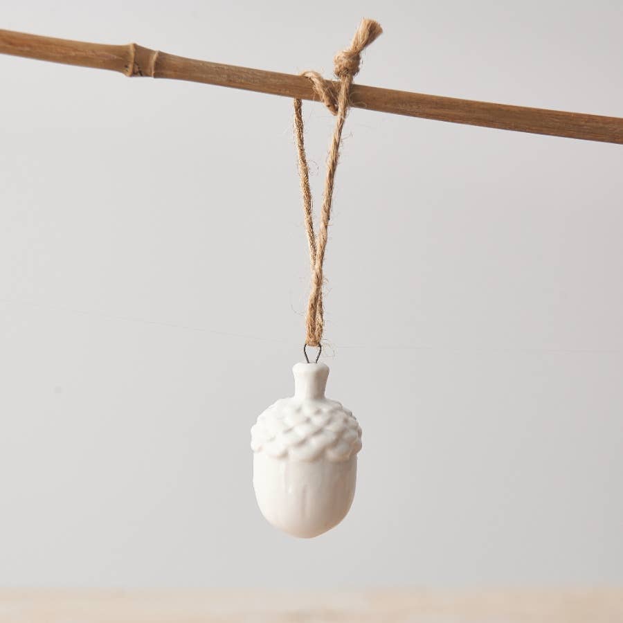 White Hanging Acorn Decoration
