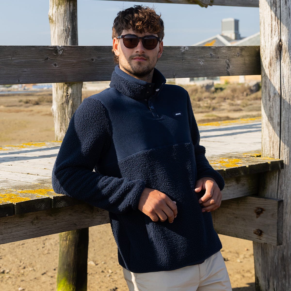 Musto Cove Deep Pile Fleece Pullover Navy