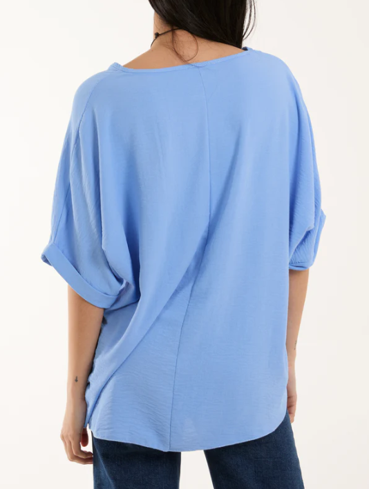 V-Neck Crossover Top with Necklace