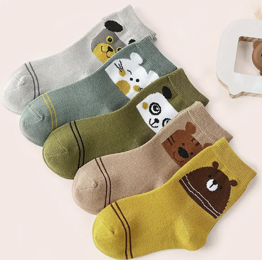 5 Pack Children's Animal Print Socks