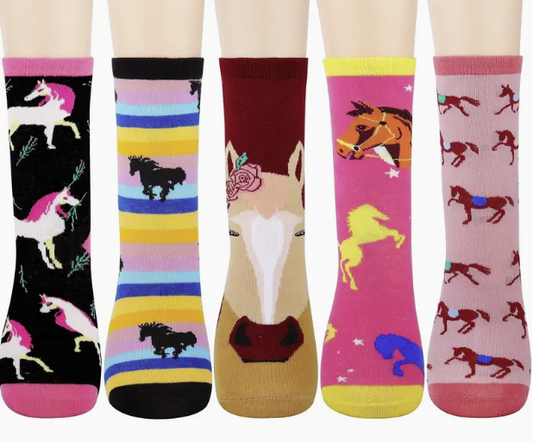 5 Pack Horse Design Socks