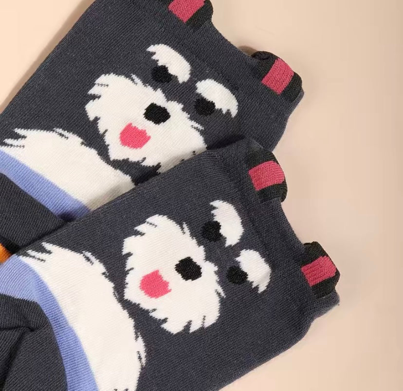 5 Pack Adult Dog Design Socks