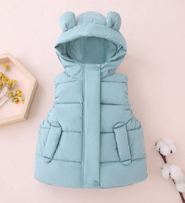 Children's Bear Hood Padded Gilet - 3 Colours Available