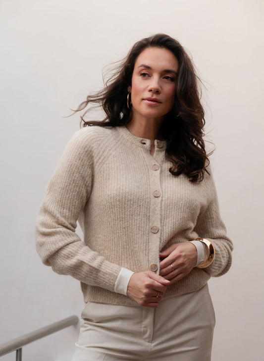 Yest Saphira Cardigan Soft Sand