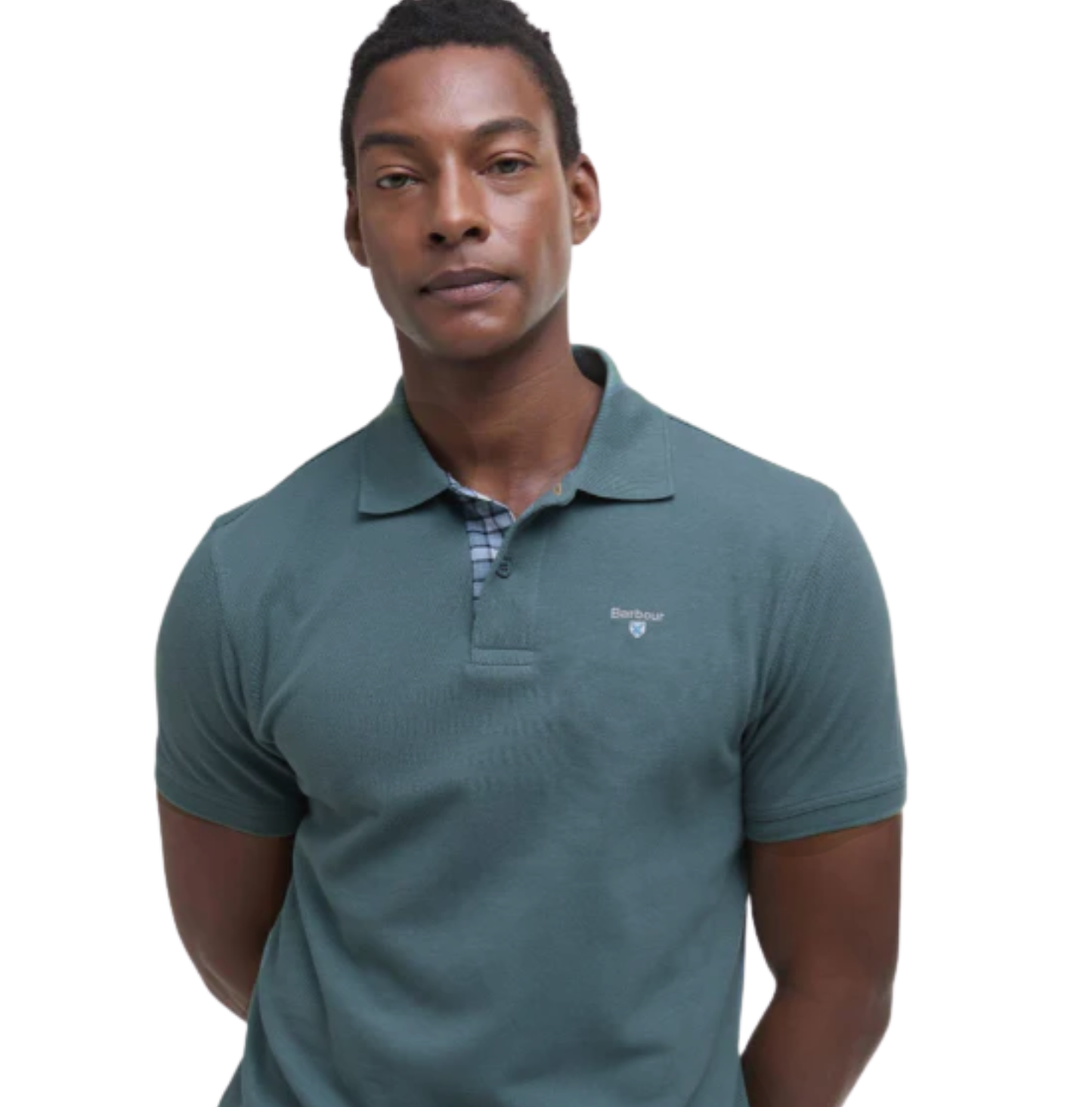 Barbour Tartan Pique Polo Shirt Vintage Teal