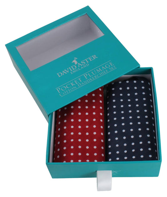 Red & Blue Spots Handkerchief Set