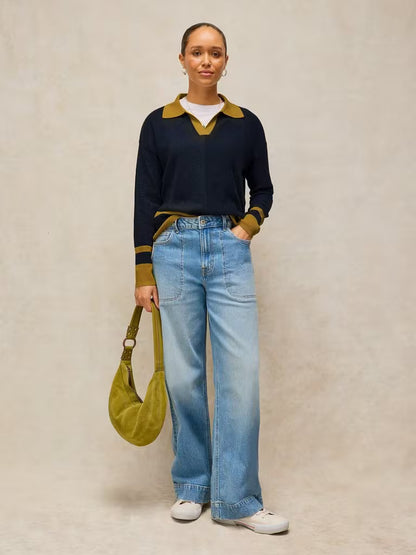 White Stuff Cara Collar Jumper Navy/Multi