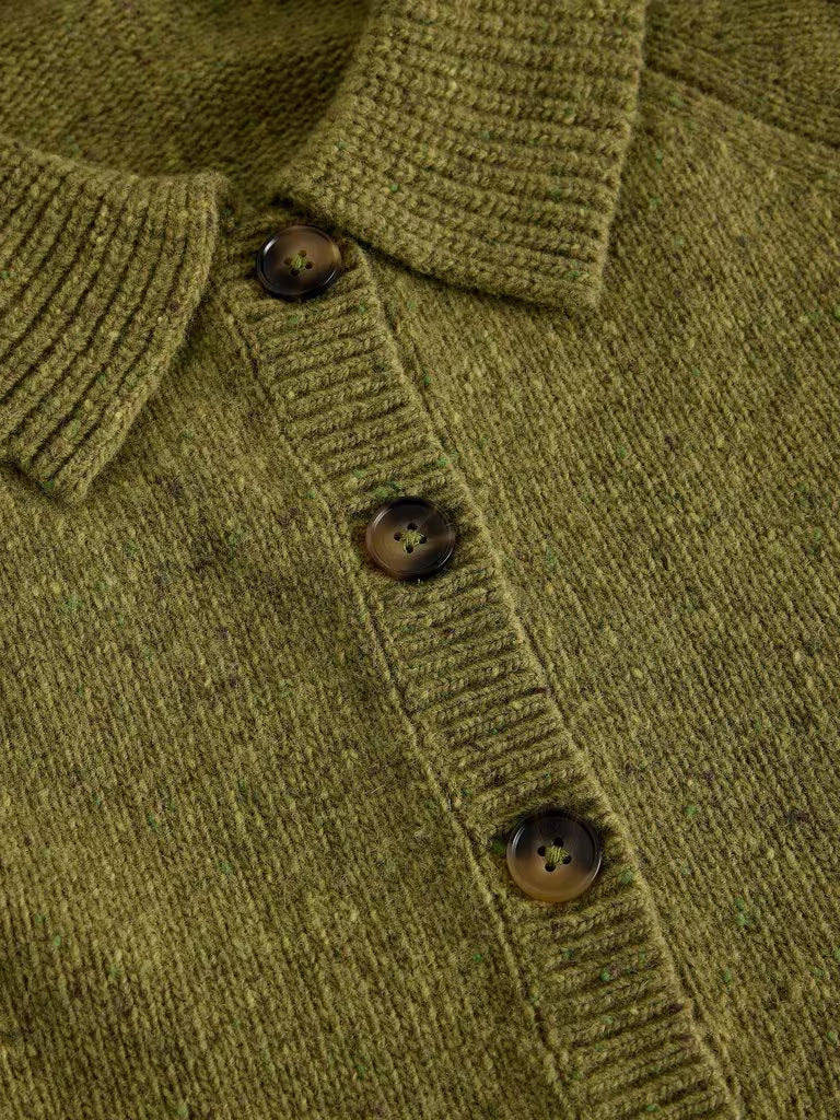 White Stuff Shepherd Collar Cardi Mid Chartreuse