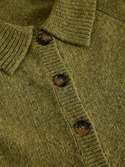 White Stuff Shepherd Collar Cardi Mid Chartreuse