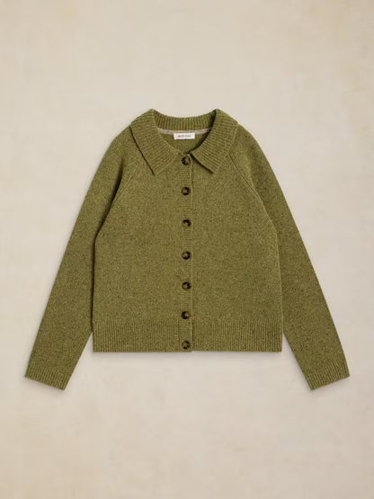White Stuff Shepherd Collar Cardi Mid Chartreuse