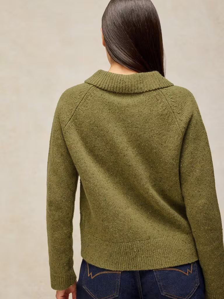 White Stuff Shepherd Collar Cardi Mid Chartreuse