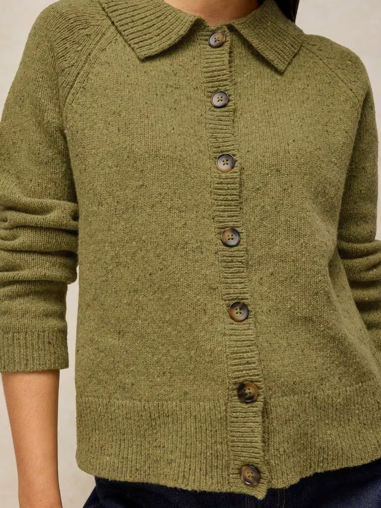 White Stuff Shepherd Collar Cardi Mid Chartreuse
