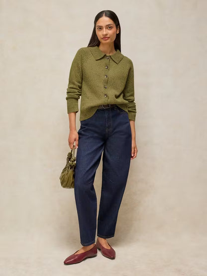 White Stuff Shepherd Collar Cardi Mid Chartreuse