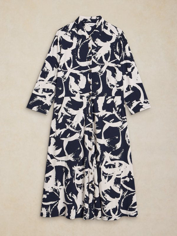 White Stuff Rua Jersey Dress Navy Print