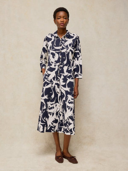 White Stuff Rua Jersey Dress Navy Print