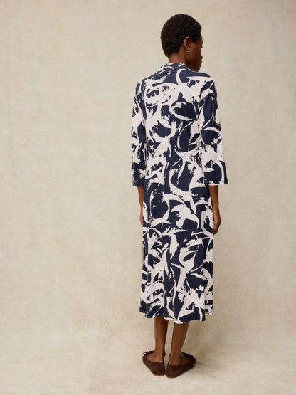 White Stuff Rua Jersey Dress Navy Print