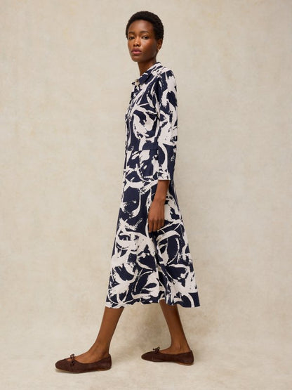 White Stuff Rua Jersey Dress Navy Print