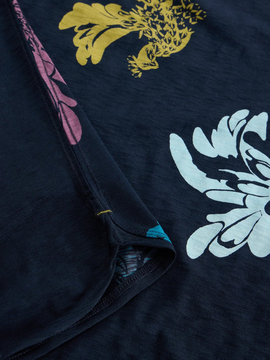 White Stuff Clara LS Tee Navy Print