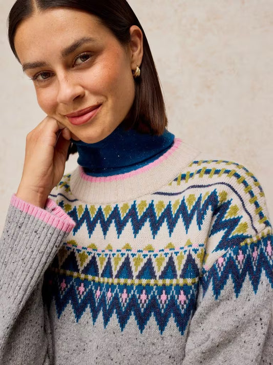White Stuff Cedar Fairisle Jumper Grey Multi
