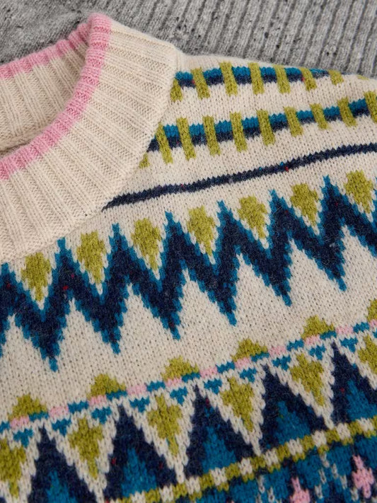 White Stuff Cedar Fairisle Jumper Grey Multi
