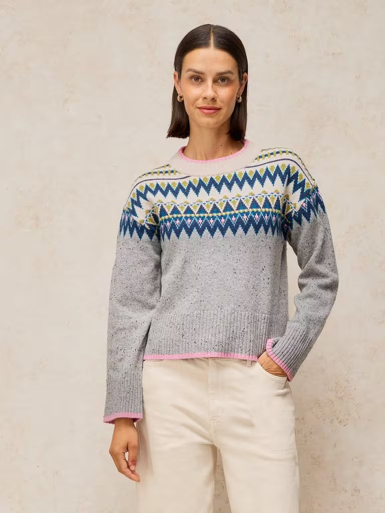 White Stuff Cedar Fairisle Jumper Grey Multi