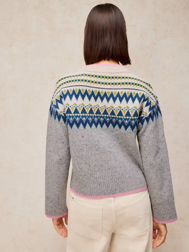 White Stuff Cedar Fairisle Jumper Grey Multi