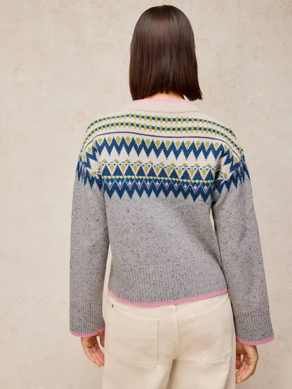 White Stuff Cedar Fairisle Jumper Grey Multi