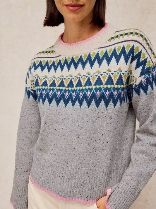 White Stuff Cedar Fairisle Jumper Grey Multi