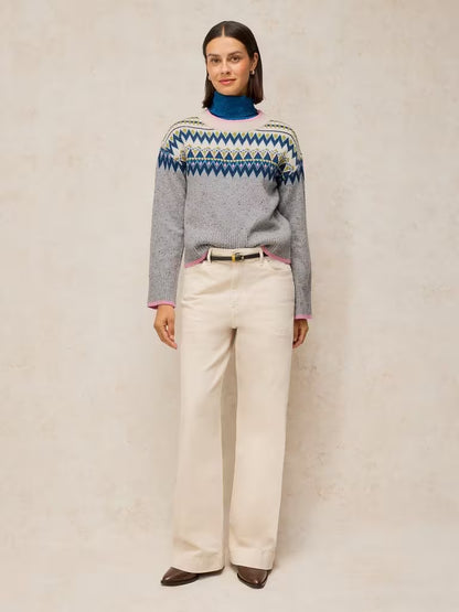White Stuff Cedar Fairisle Jumper Grey Multi