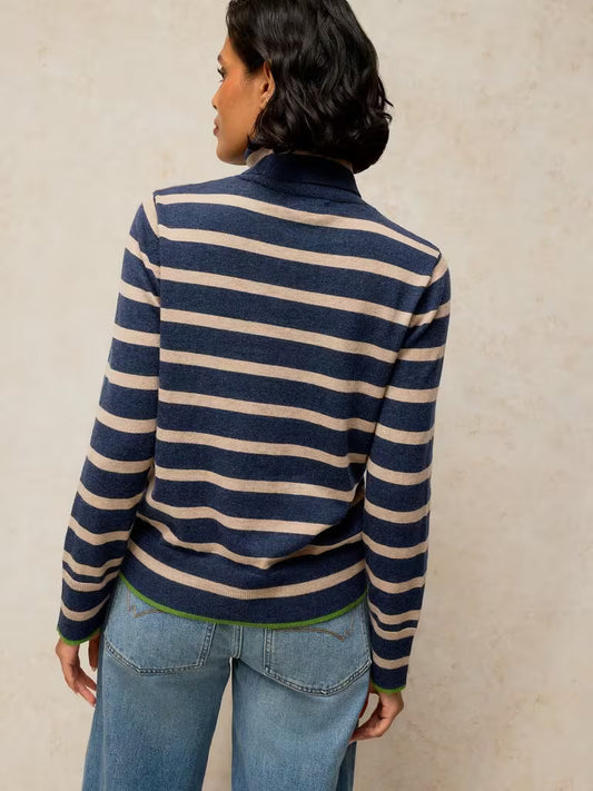 White Stuff Katie Roll Neck Jumper Navy Multi