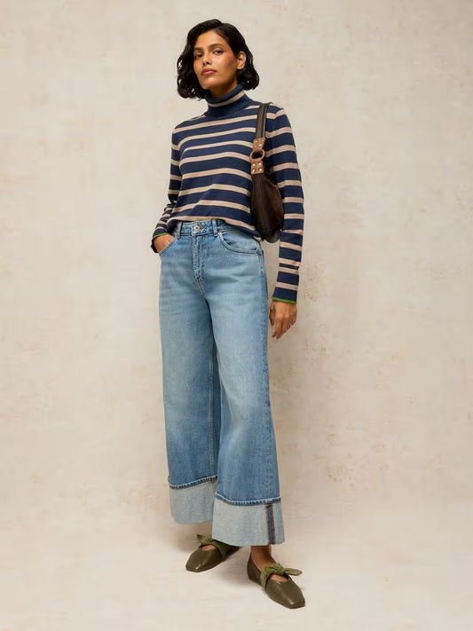 White Stuff Katie Roll Neck Jumper Navy Multi