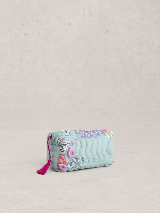 White Stuff Shelby Quilted Wash Bag Blue Print