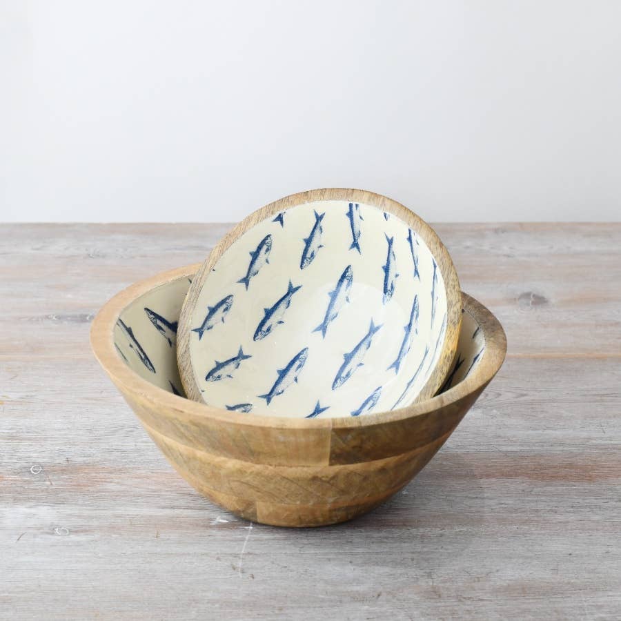 Jobsons of Alnwick Enamel & Wood Fish Bowl