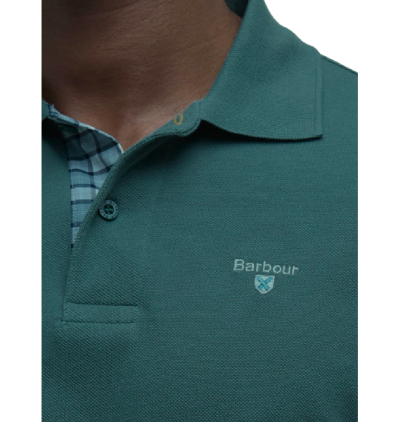 Barbour Tartan Pique Polo Shirt Vintage Teal