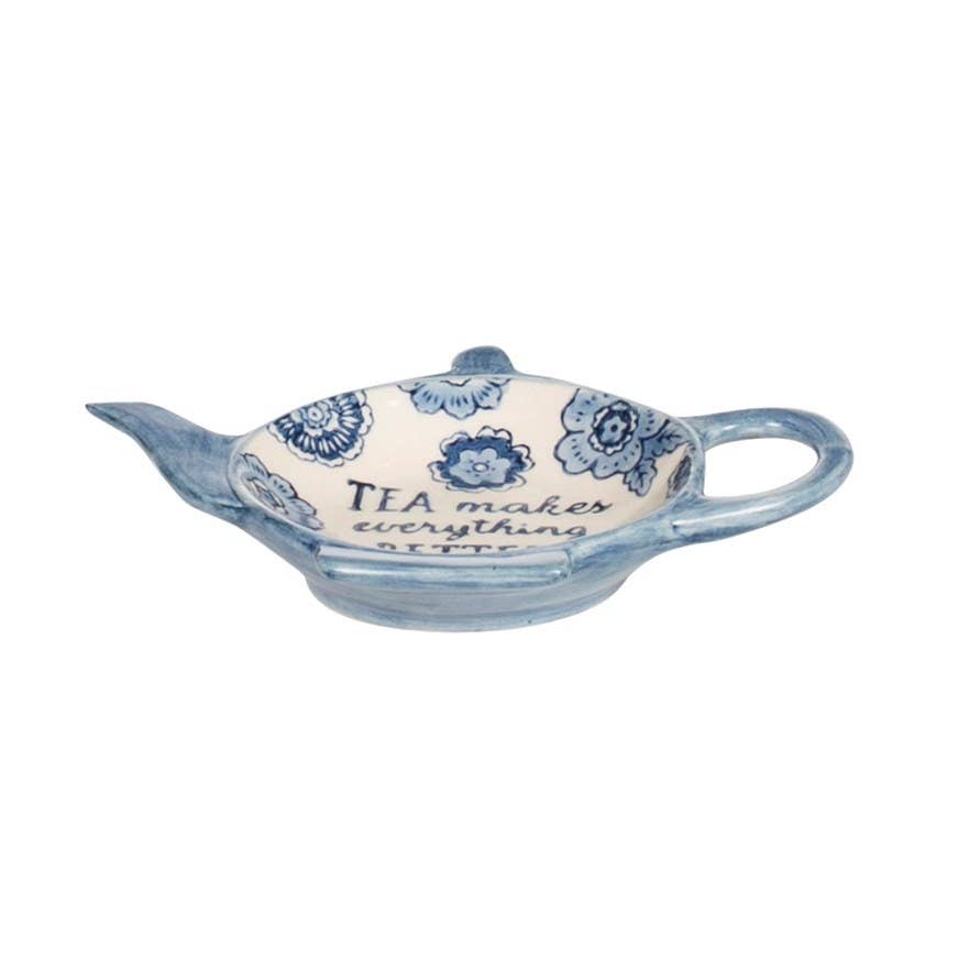 Jobsons of Alnwick Blue Floral Tea Lovers Tea Bag Dish