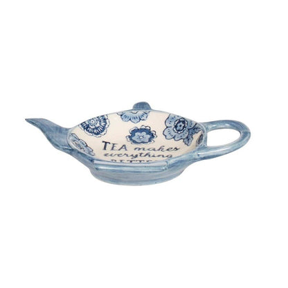 Jobsons of Alnwick Blue Floral Tea Lovers Tea Bag Dish