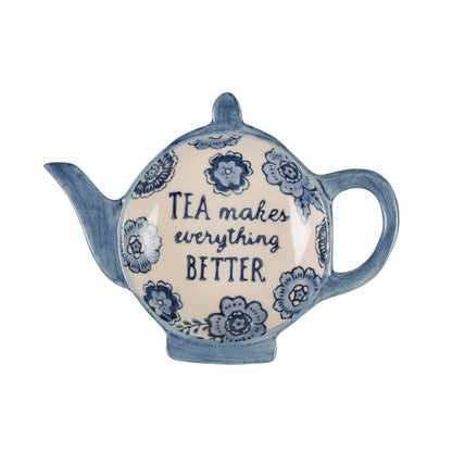 Jobsons of Alnwick Blue Floral Tea Lovers Tea Bag Dish