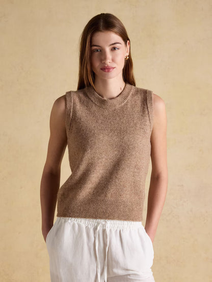 Joules Holly Knitted Vest Tan