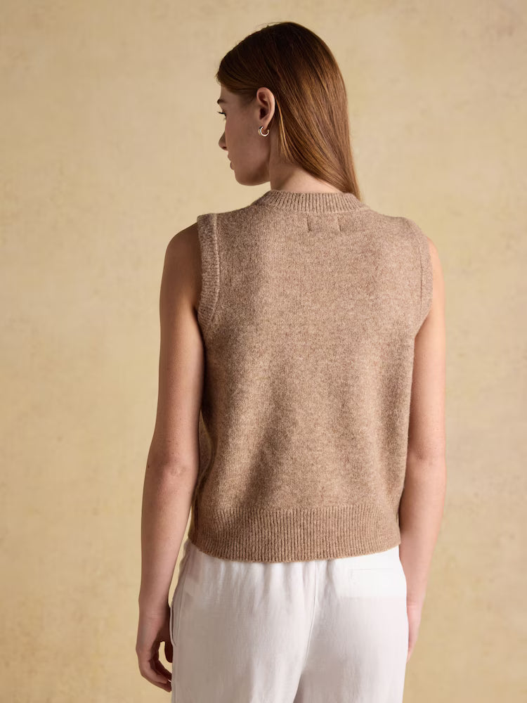 Joules Holly Knitted Vest Tan