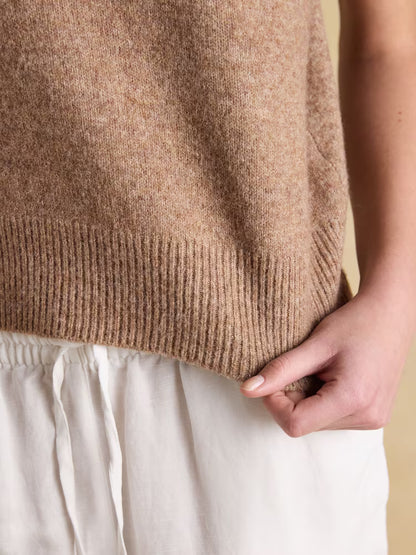 Joules Holly Knitted Vest Tan