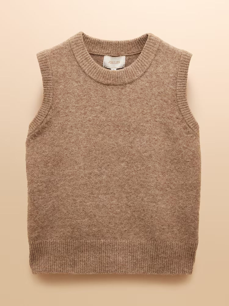 Joules Holly Knitted Vest Tan